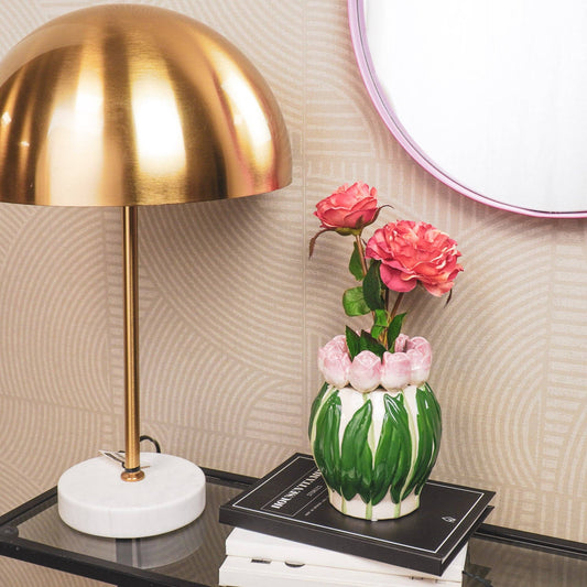 Jarrón de tulipanes - Rosa claro/Verde