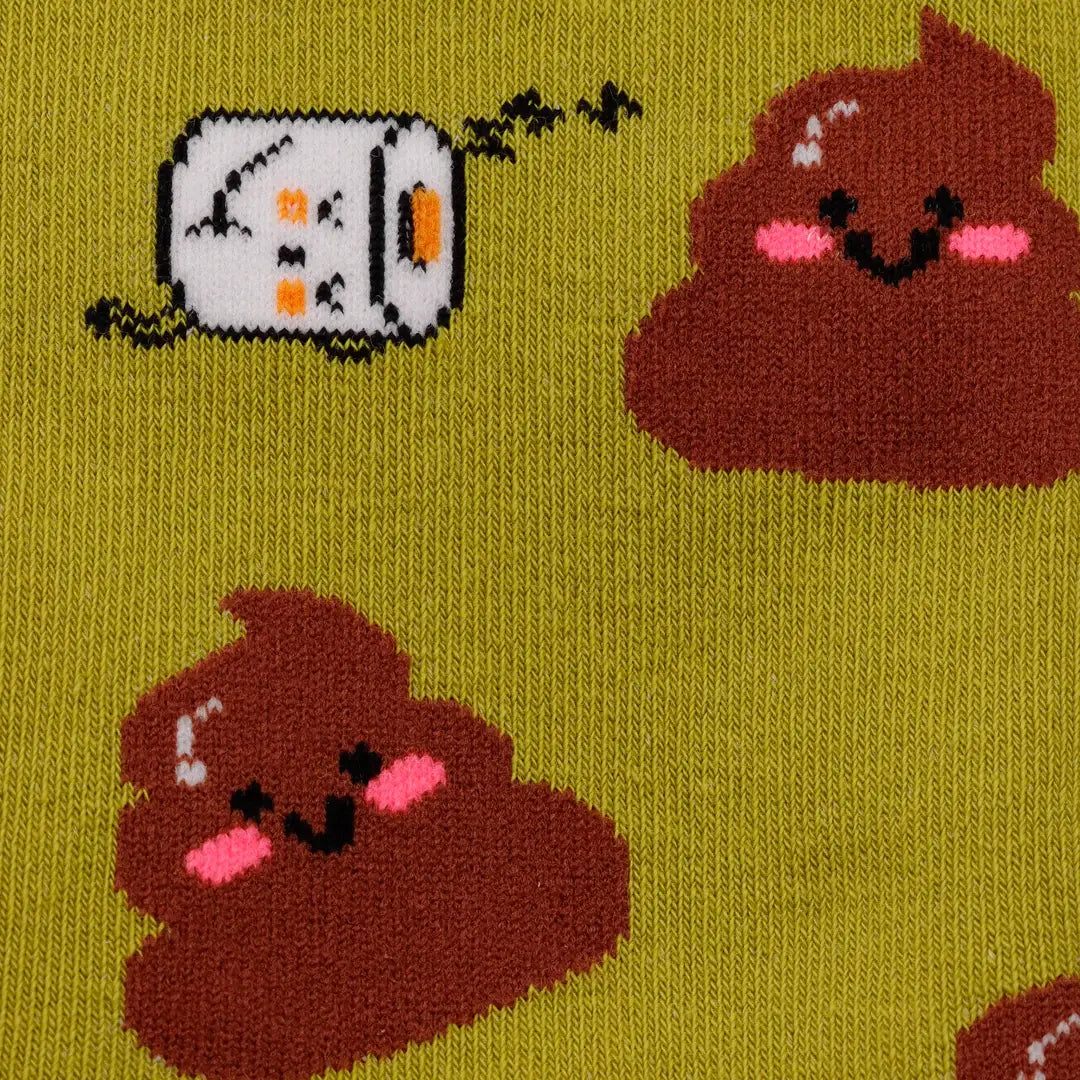 Chaussettes Cacas et rouleaux de papier toilette