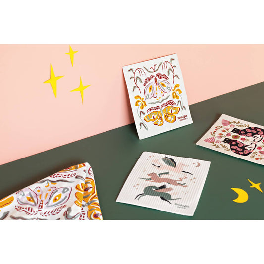 Pano de loiça Nocturna com estampa em blocos