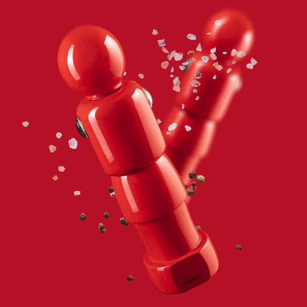 Moulin à épices «Calcetto» en hêtre laqué rouge brillant
