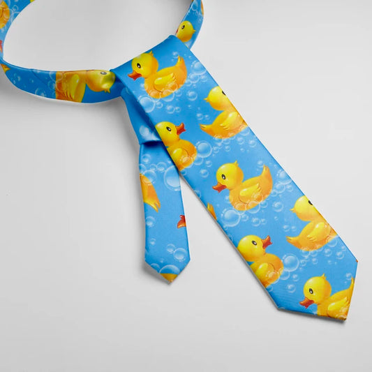 Corbata con burbujas de patos amarillos