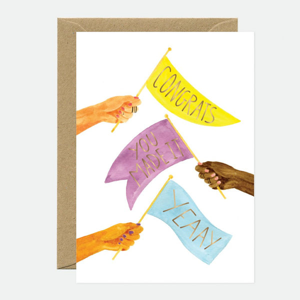 Congrats flags - Carte de voeux - Feuille dorée