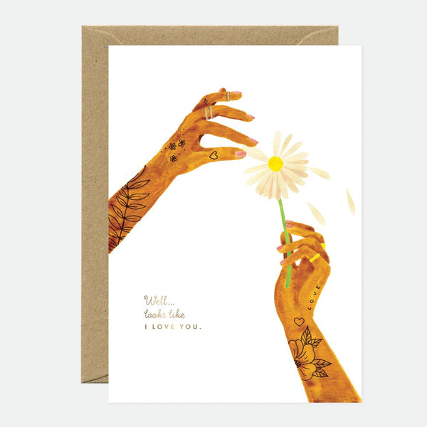 Love you daisy - Carte de voeux - Feuille dorée