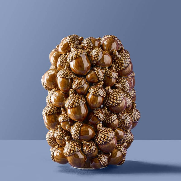 Vaso ghianda, gres marrone, 19 x 19 x 27 cm