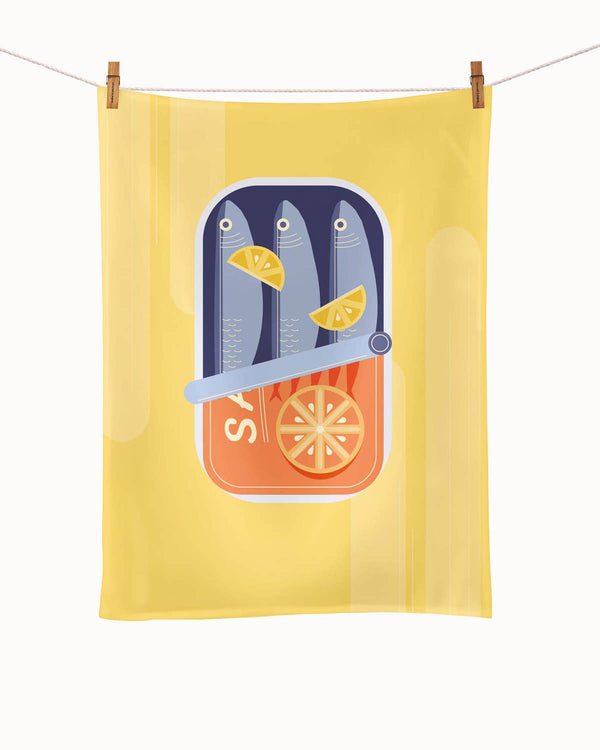 Torchon de cuisine biologique - Sardines pour le dîner