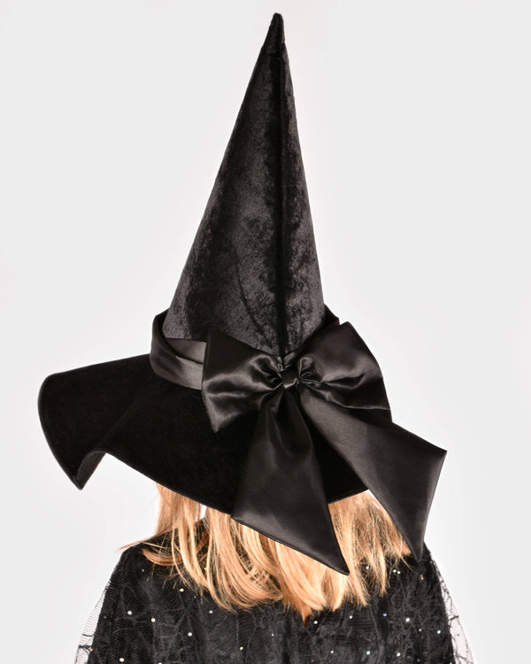 Chapeau de sorcière avec ruban satin 44 cm
