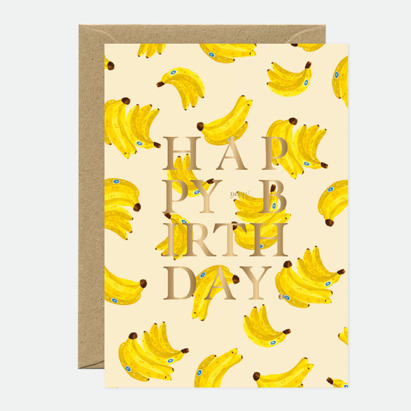 Bananas - Carte de voeux d'anniversaire - Feuille dorée