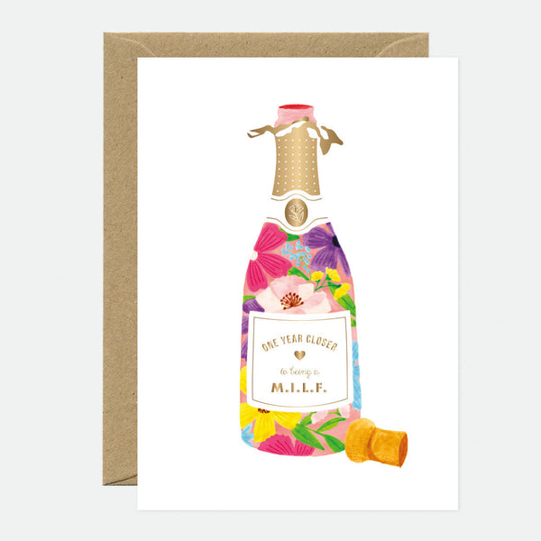 MILF Bottle - Carte de voeux - Feuille dorée