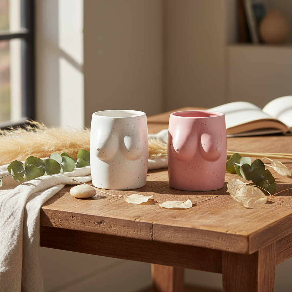 Jarrón de rosas con forma de tetas