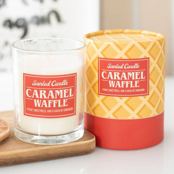 Candela profumata al caramello e waffle