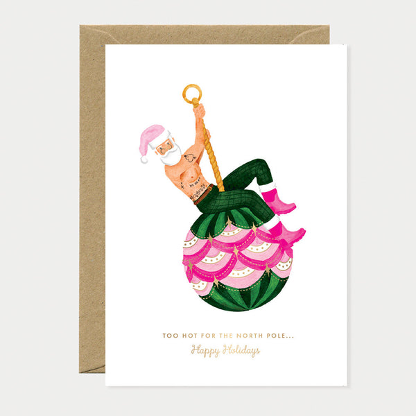Hot Santa - Greeting card - Gold Foil
