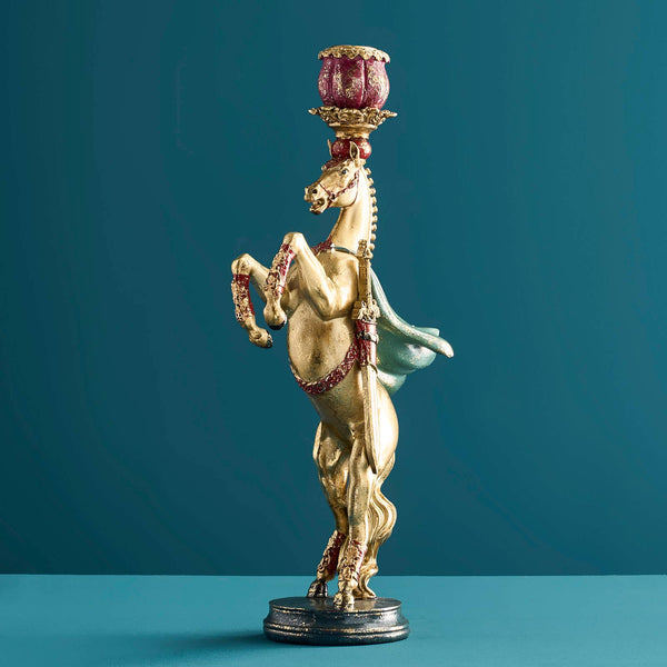 Lampadario a forma di cavallo da circo, oro, 17,5 x 9,5 x 36,5 cm