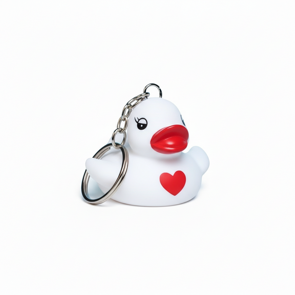 Porte-Clés Canard Blanc Cœur Rouge