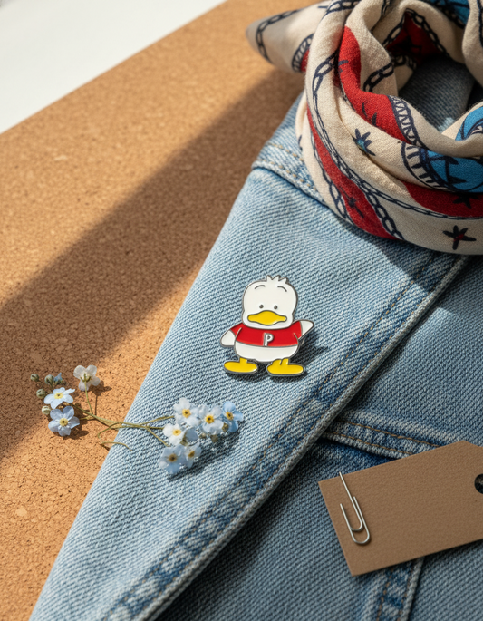 Pin de pato blanco "P"