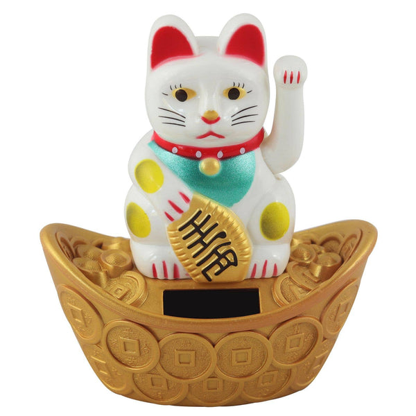 White Solar Lucky Cat 10cm