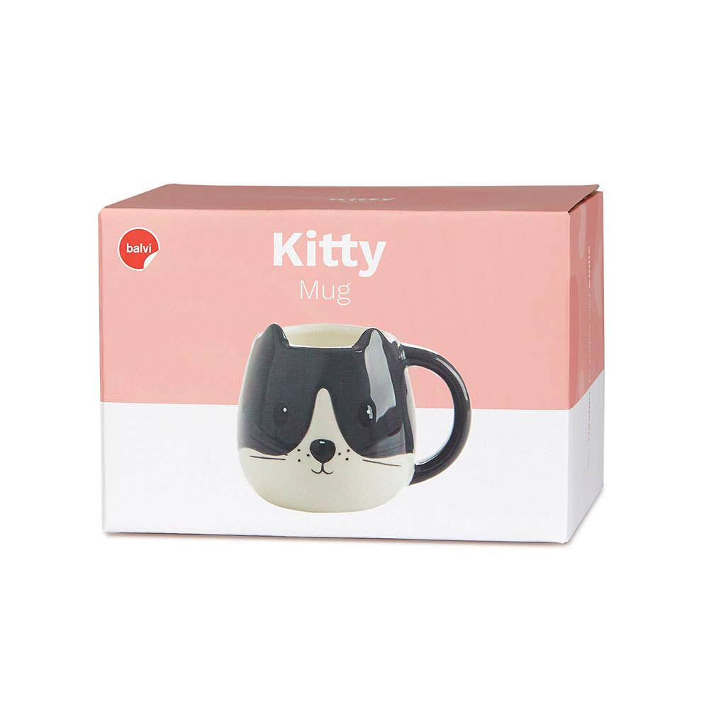 White/Black Cat Round Mug