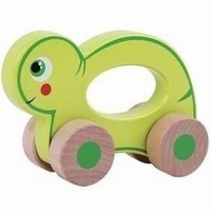 Tortue à roulettes en bois
