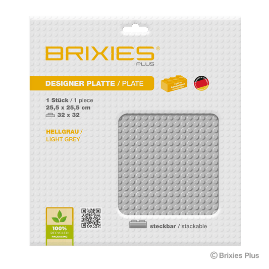 BRIXIES プラス 基礎プレート 明るい灰色 32 x 32 ポッチ