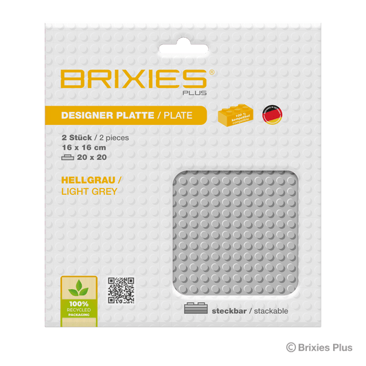 BRIXIES Plus ベースプレート ライトグレー 20 x 20 ポッチ 2個セット