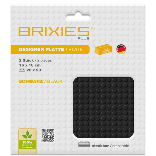BRIXIES Plus 基礎板 黒 20x20ポッチ 2枚パック