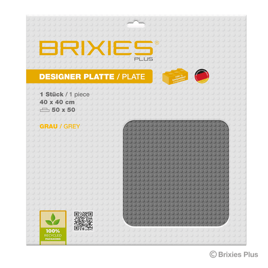 BRIXIES プラス ベースプレート グレー 50 x 50 ポッチ