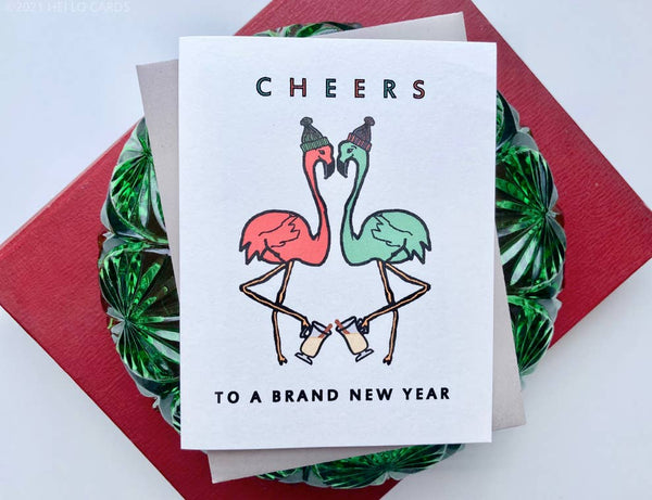 Carte de vacances/Nouvel An « Flamingo Bye Bye »