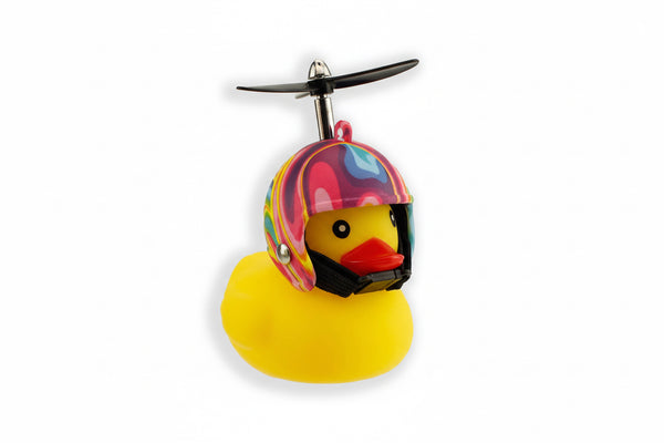 Pato para manillar de bicicleta con casco Flower Power