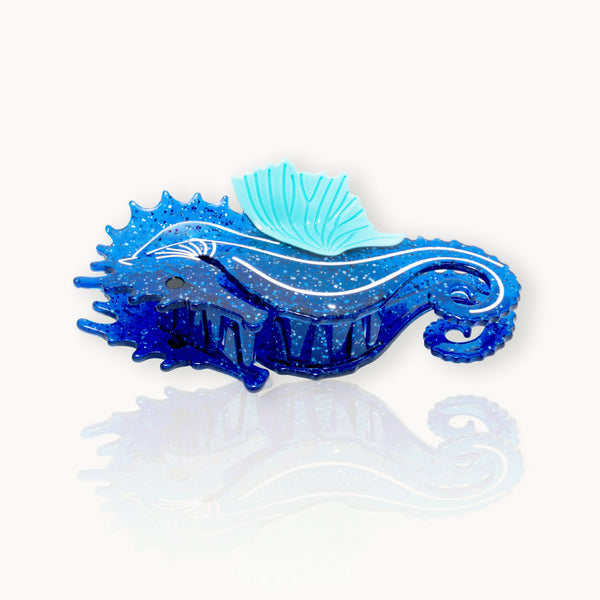 Pinza para el pelo de caballito de mar azul