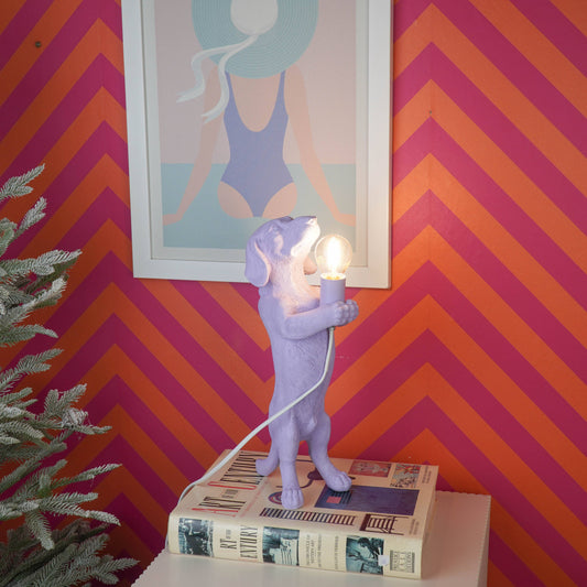 Tafellamp - Teckellamp - Polyhars - Lila - E14 - 10x15x38cm