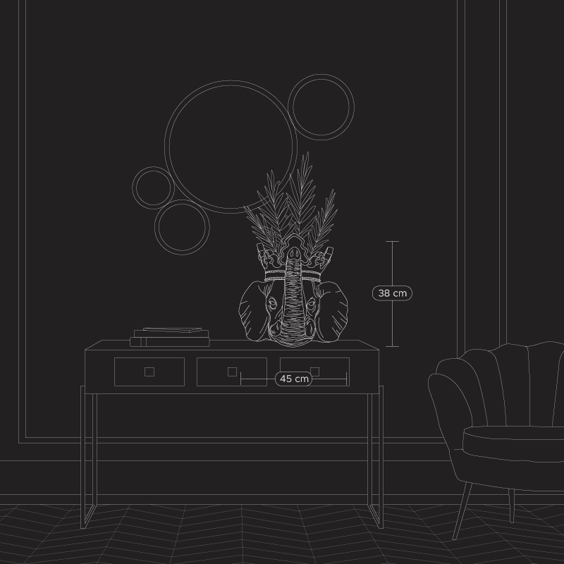 ジャンボ象型植木鉢、ゴールド