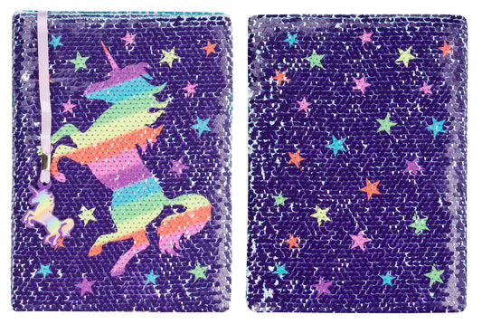 Carnet à sequins – arc-en-ciel licorne