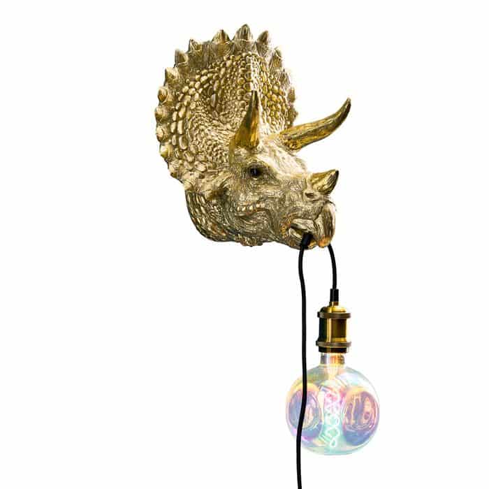 Candeeiro de parede Triceratops Cera Gold, resina, 31,5 x 28,5 cm