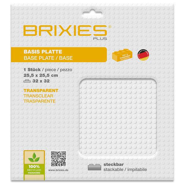 BRIXIES Plus Basis Platte transparent 32 x 32 Noppen