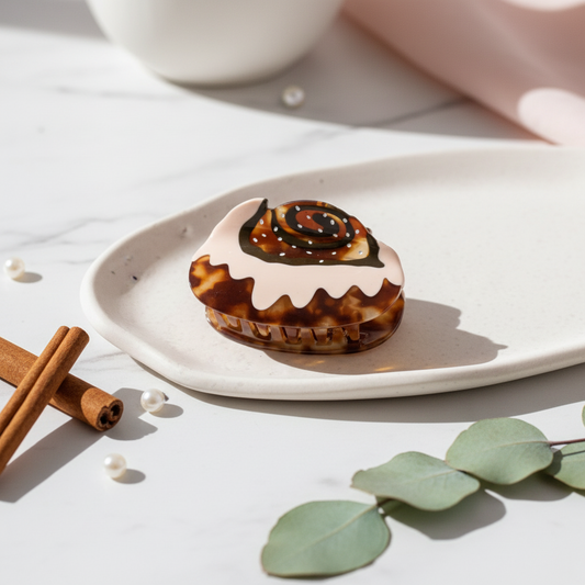 Pinza para el pelo sueca con forma de rollo de canela