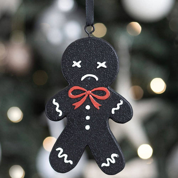 Adorno navideño de pan de jengibre gótico y espeluznante