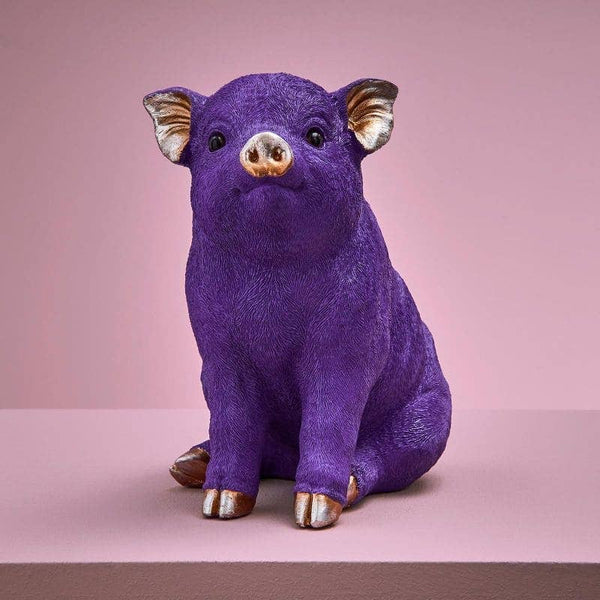 Salvadanaio, poliresina viola, 24 x 12 x 22,5 cm