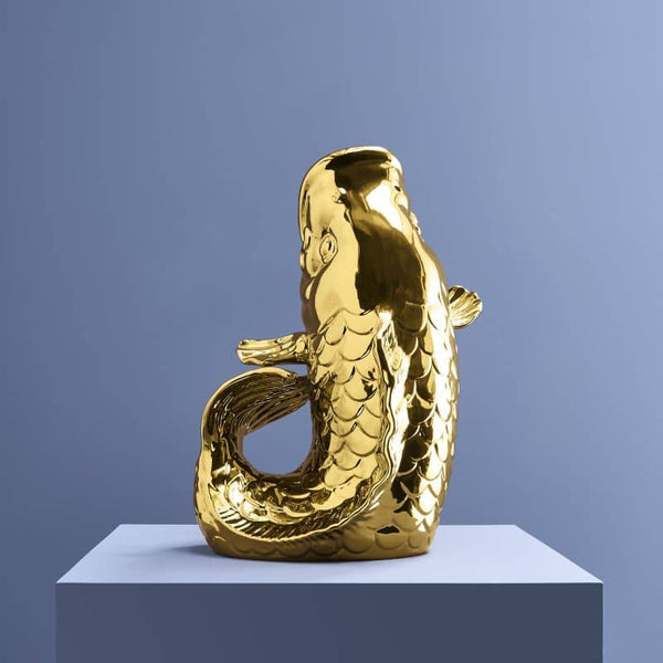 Scultura/vaso di pesce blubb dorato