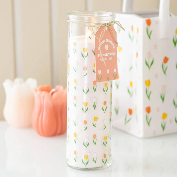Vela de tubo de tulipán, tulipán francés estampado, Día de la Madre