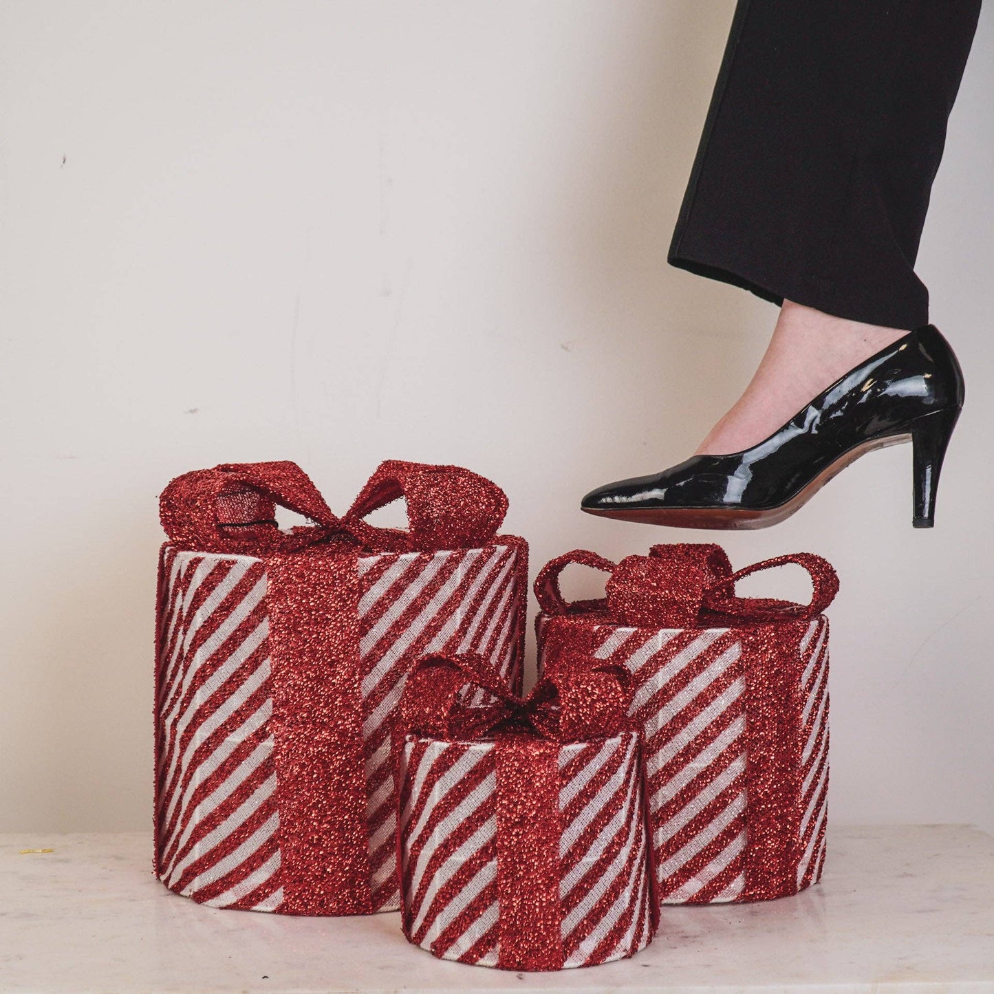 LED Christmas Gift - S3 - Polystyrene - Red/White - 15/20/25cm