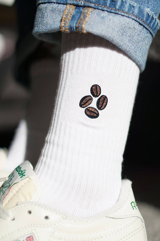 Coffee Bean Embroidered Socks