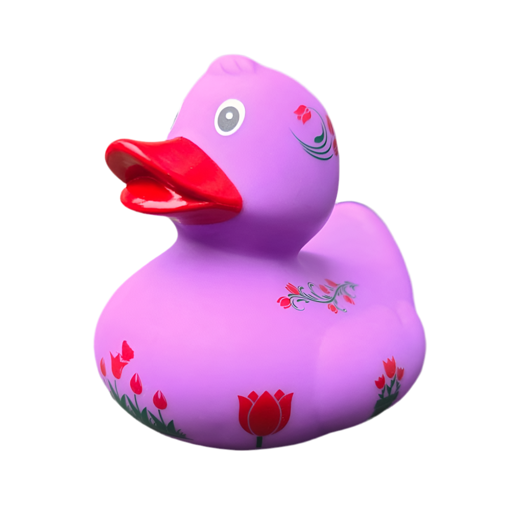 Canard Hollande Tulipes - Violet - Dutch Ducky - vue 1