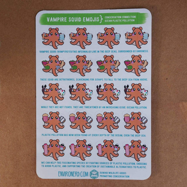 Hoja de pegatinas con emojis de calamar vampiro