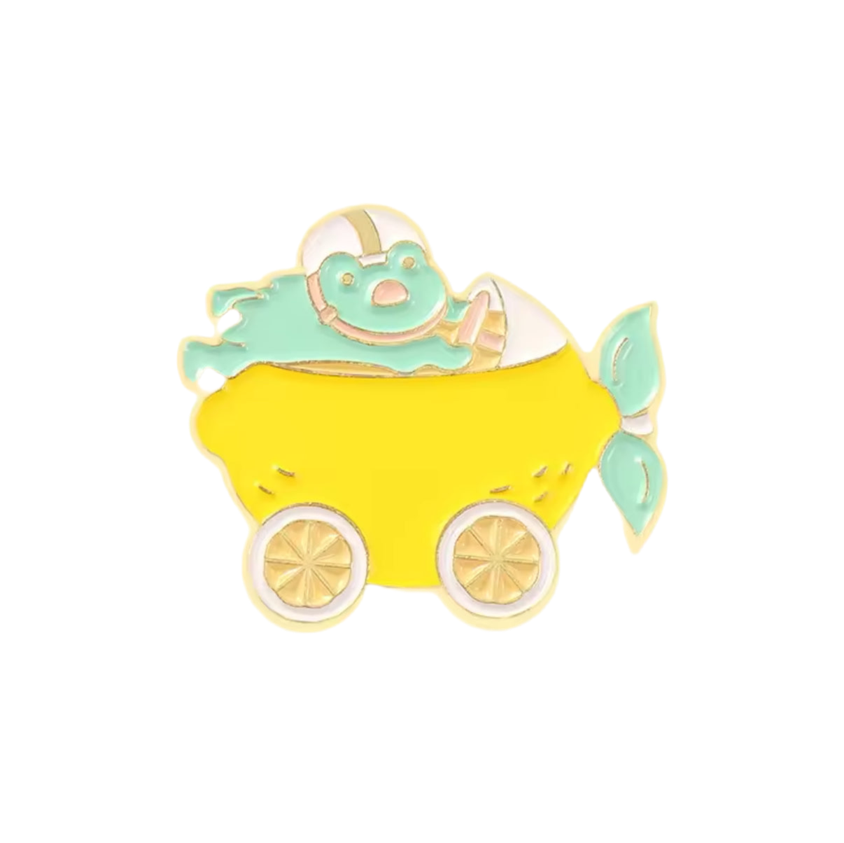 pins grenouille qui conduit un citron