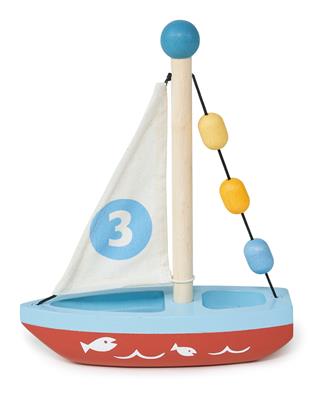 Mentari Véhicules: BATEAU À VOILE 16x5,5x20,5cm, en bois, en boîte, 18m+