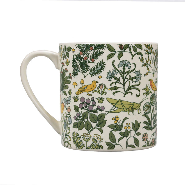 Voysey Ceramic Mug Botanical Garden Wildlife Cream
