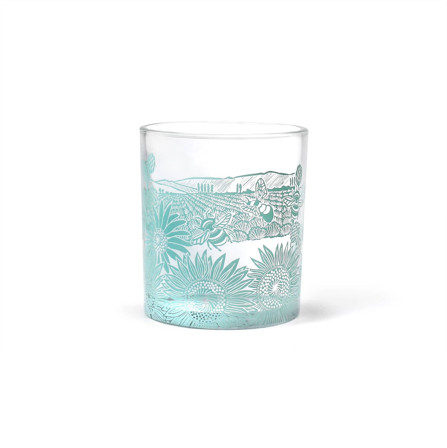 Gobelet en verre Sunflower Bee - bleu