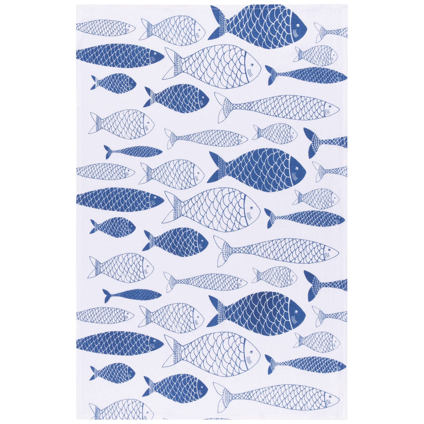 Lot de 2 torchons à vaisselle Floursack bleu roi à motif de poissons
