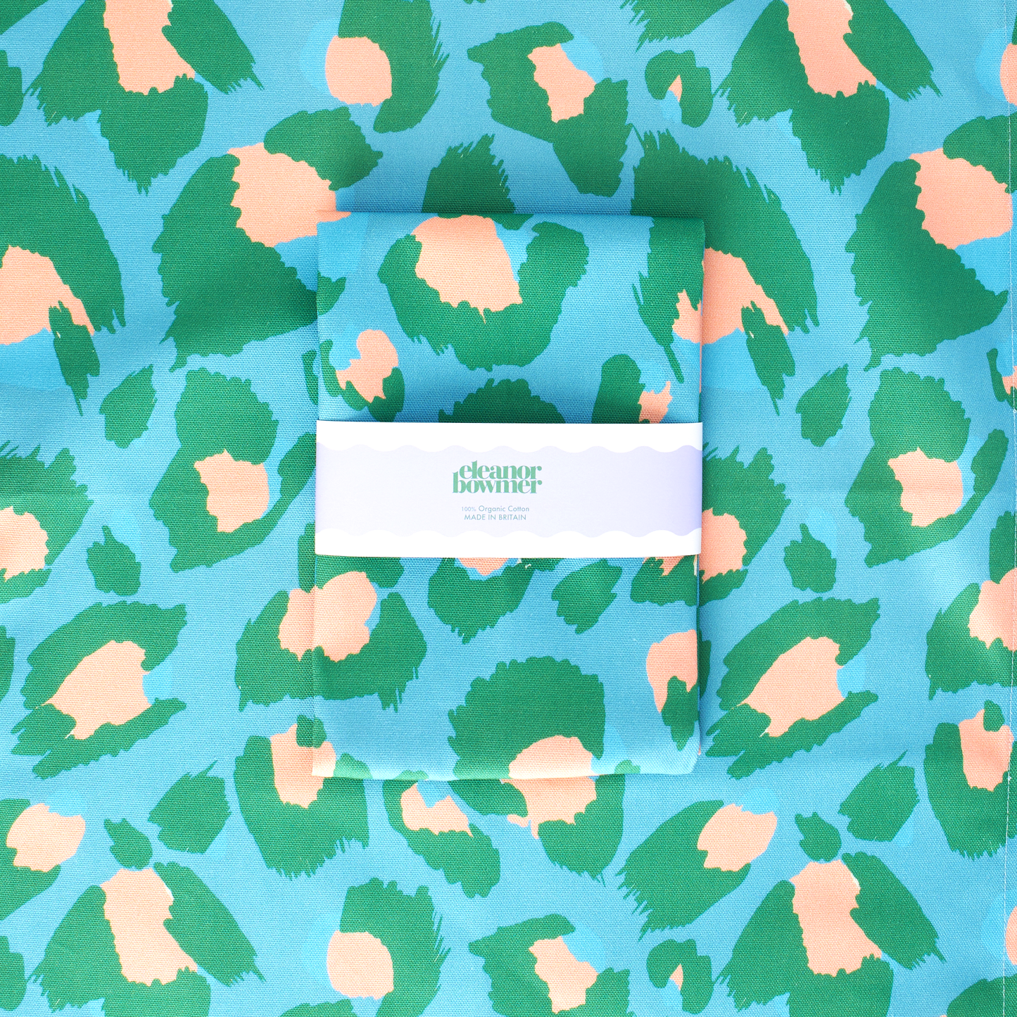 Strofinaccio con stampa leopardata blu e verde