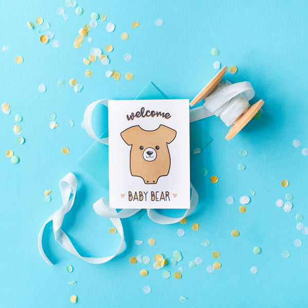 Tarjeta de oso “Bienvenido bebé oso”