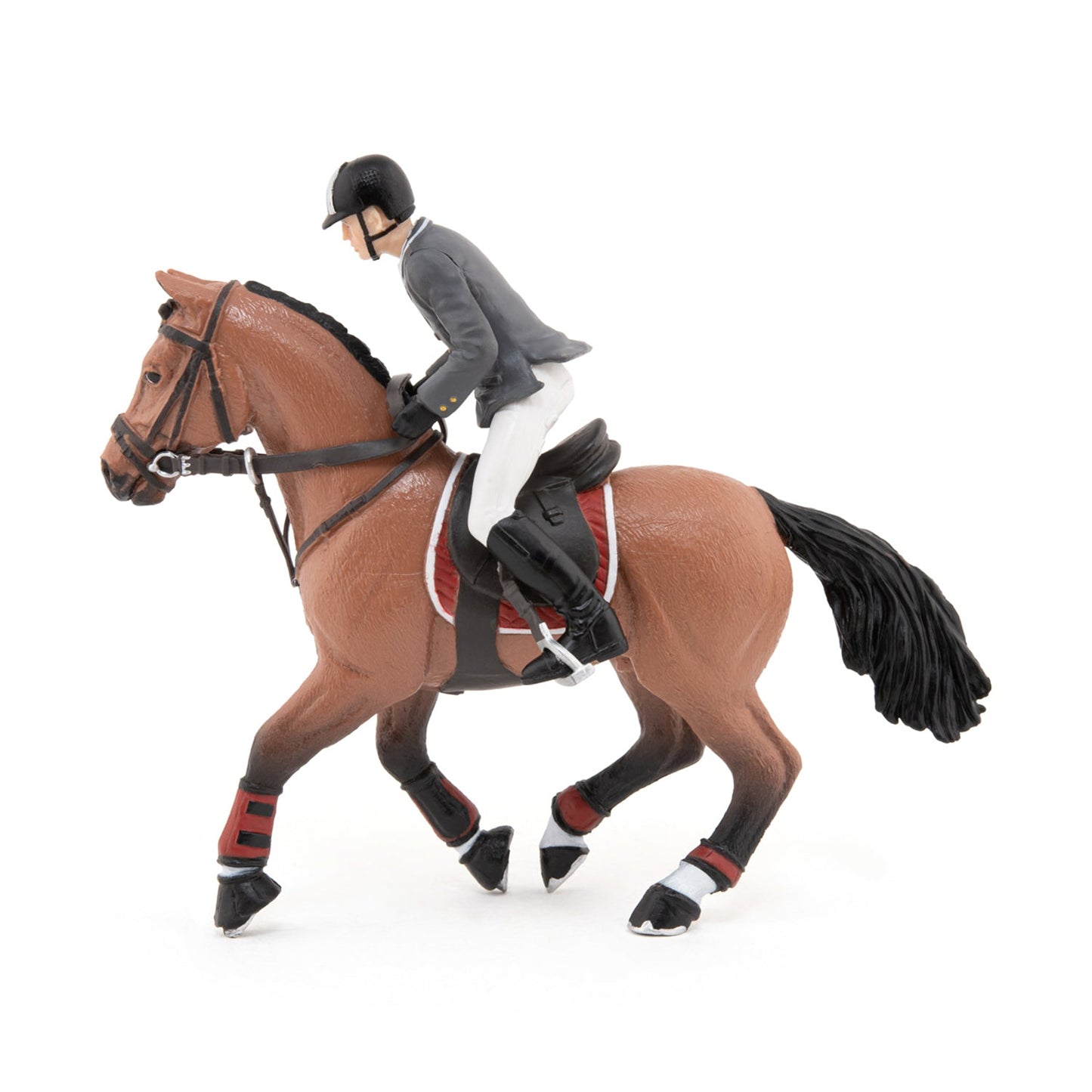 Show jumping horse and rider figurine
